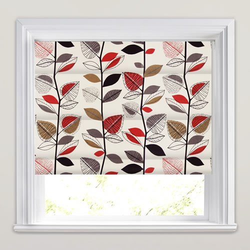 Autumn Leaves Red Berry Roman Blind