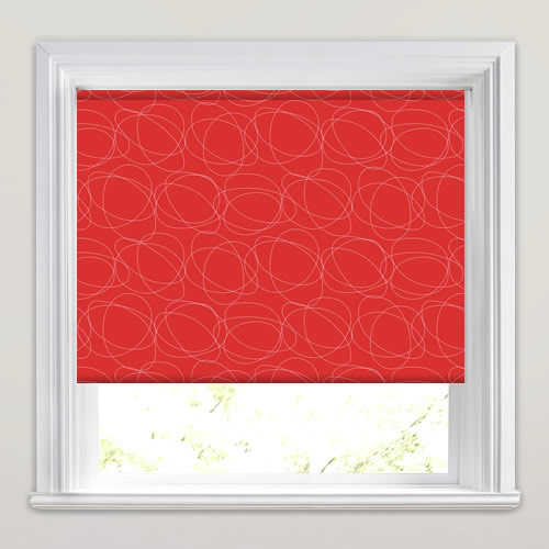 Squiggle Red Roller Blind