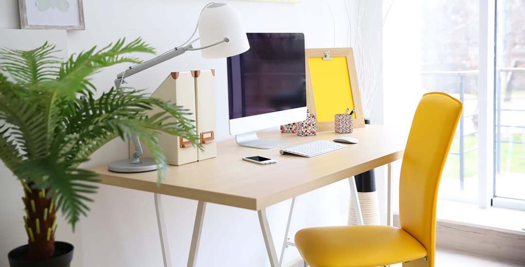 home office with natural light