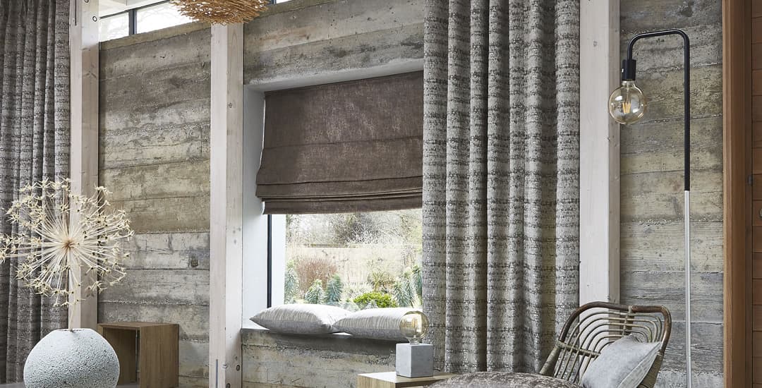 Home office roman blinds