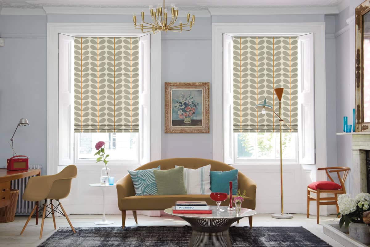 Orla Kiely Two Colour Stem Warm Grey Roman Blinds