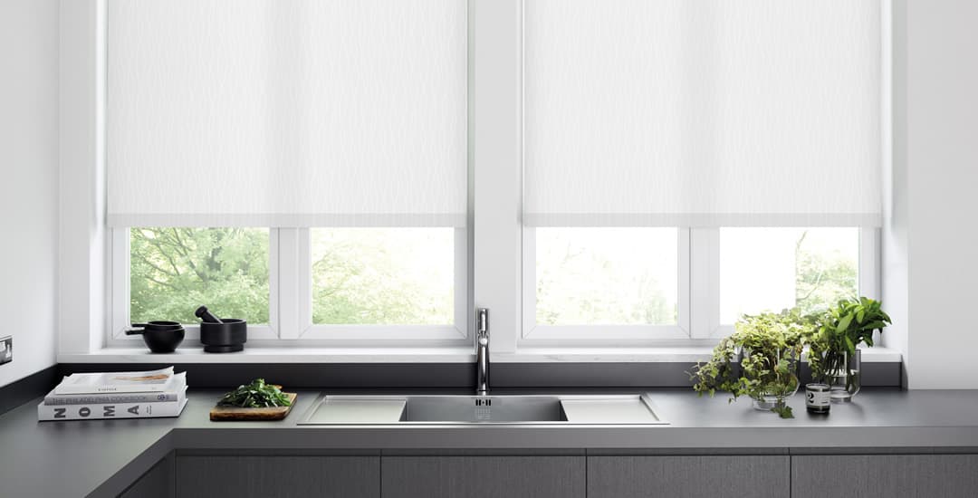 White roller window blinds