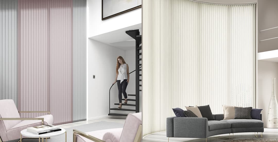 Vertical blinds in tall window