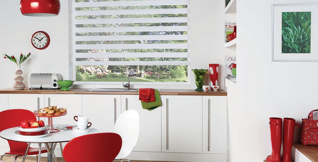 White day and night blinds in kitchen