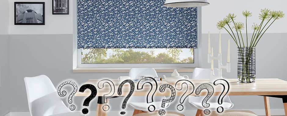 Blue floral patterned roller blinds