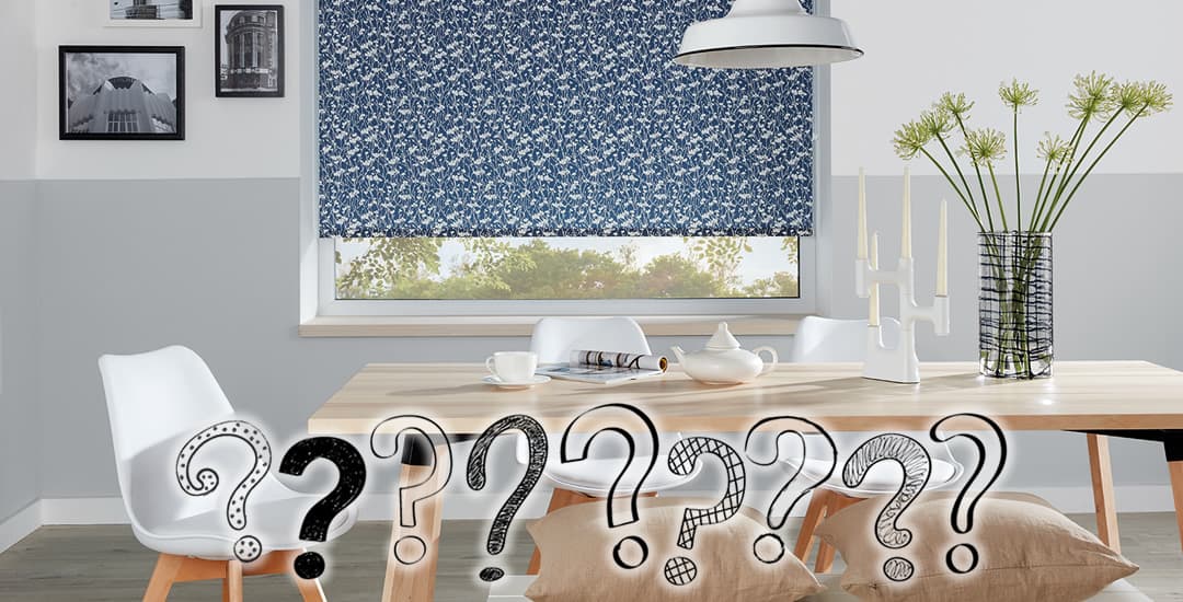 Blue floral patterned roller blinds