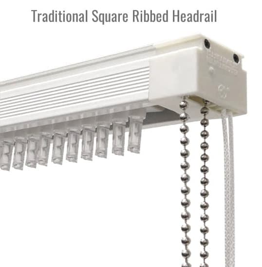 old style square ribbed vertical blind headrail