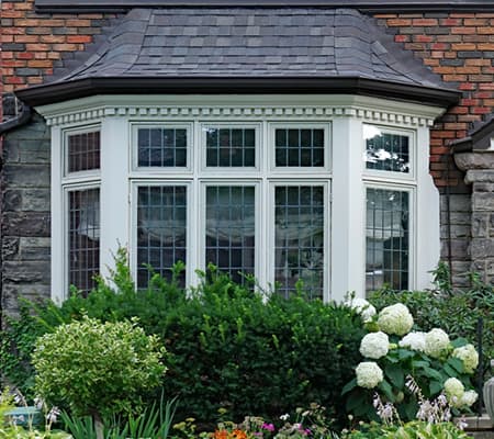 Three sided canted bay window
