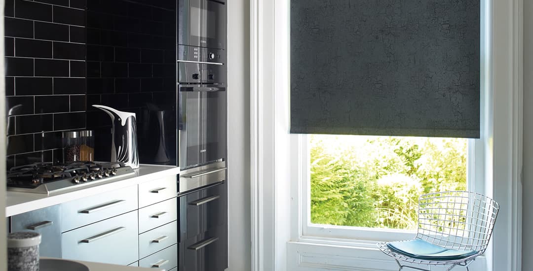 Black marble PVC kitchen roller blinds