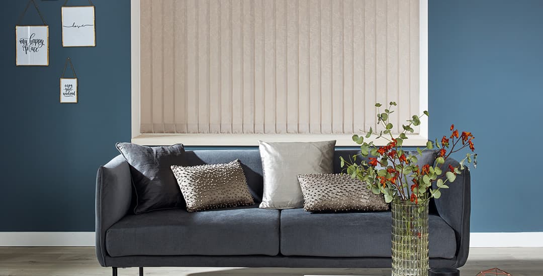 Luxury beige vertical blinds in living room