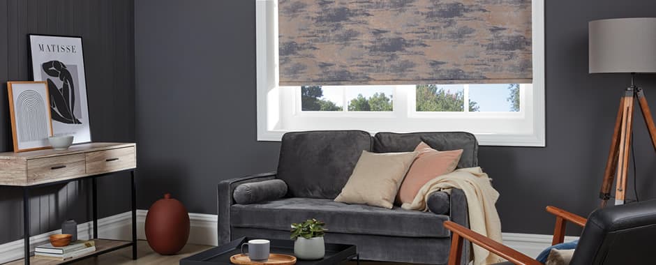 Luxury purple and copper textured roller blind