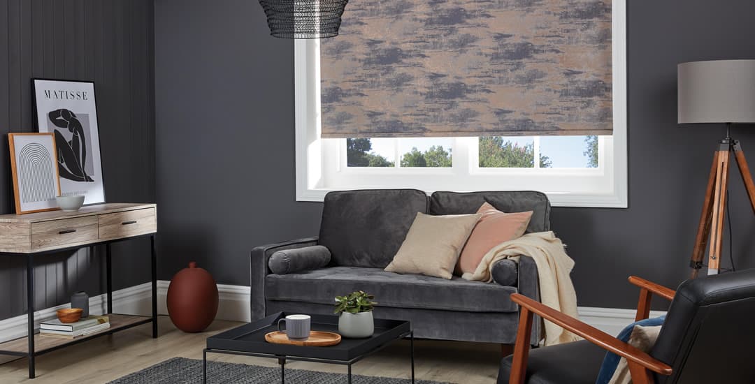 Luxury purple and copper textured roller blind