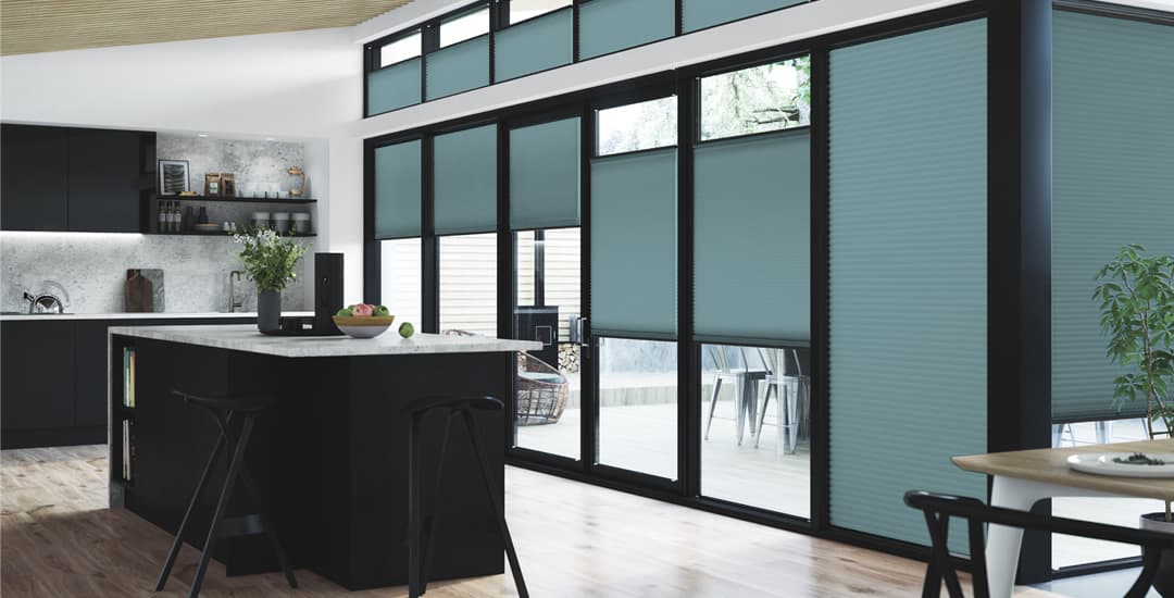Perfect fit cellular pleated blinds in contemporary kitchen