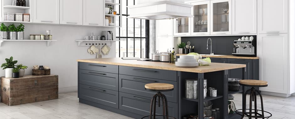 High-end grey and white kitchen