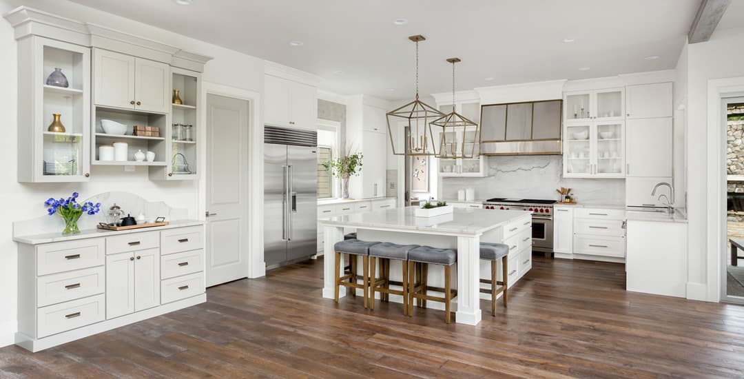 Modern white farmhouse style luxury kitchen