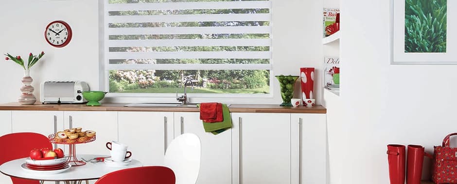 White day and night blinds in kitchen