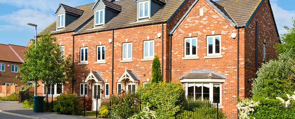 New build townhouse on a UK street