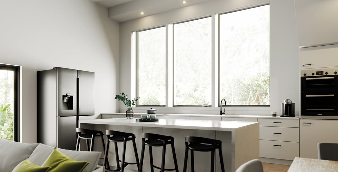 Invisible blinds in a luxury modern kitchen