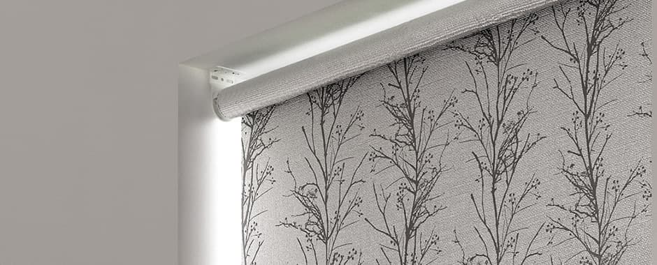 Close-up of roller blind fitted inside the window recess
