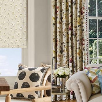 Luxury floral roller blinds and curtains