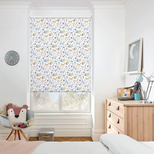 Scandi animals patterned kids blackout roller blinds