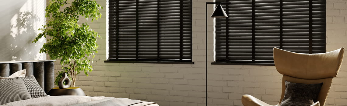 Made to Measure Black Wooden Blinds