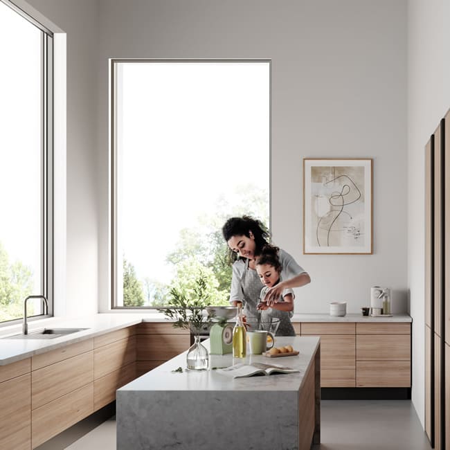 Invisible blinds in a kitchen