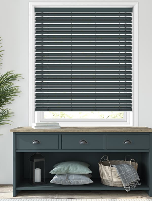 50mm Anthracite Faux Wood Blinds