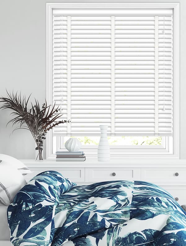 50mm Pure White Wooden Blinds with Tapes