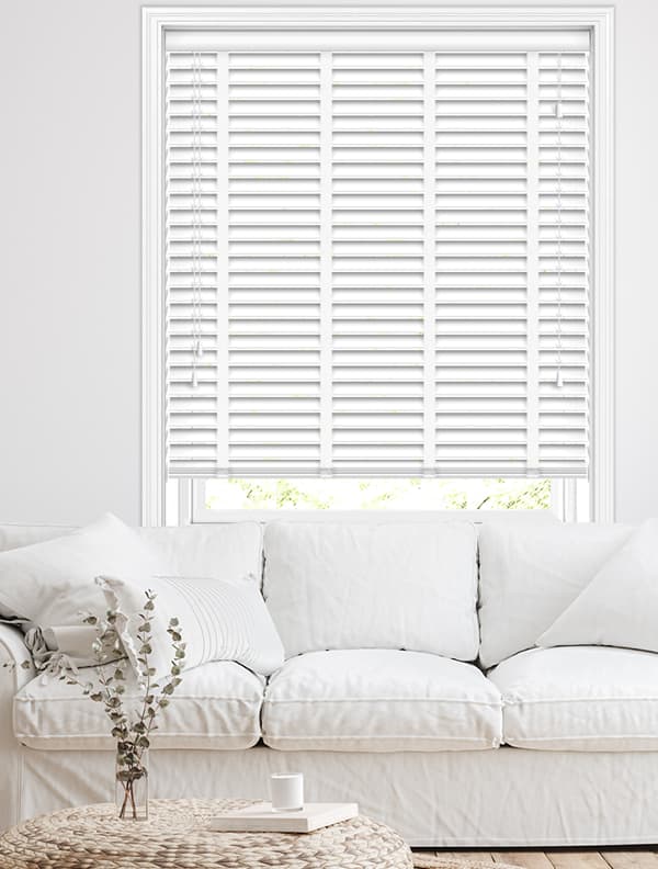 50mm White Diamond Faux Wood Blinds & Tapes