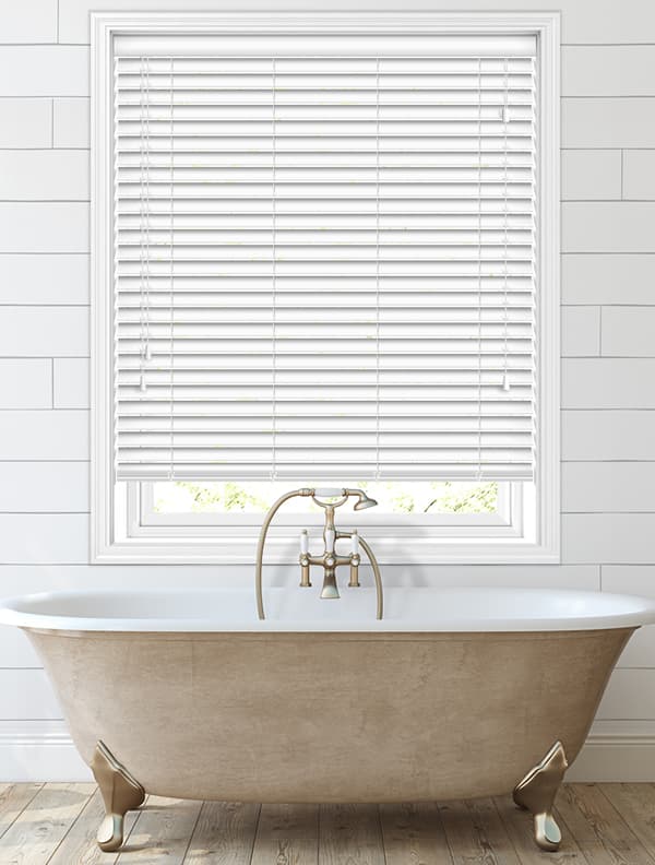 50mm White Faux Wood Blinds