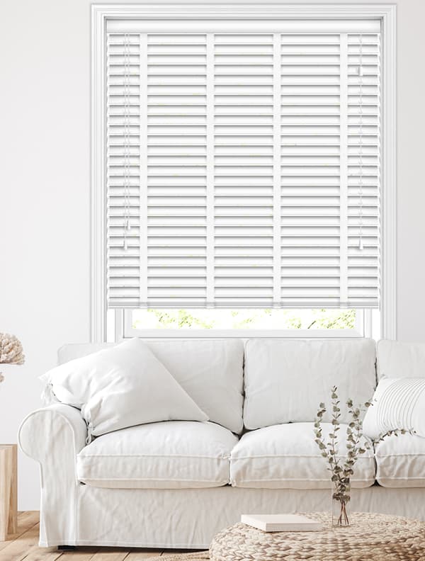50mm White Faux Wood Blinds with Tapes