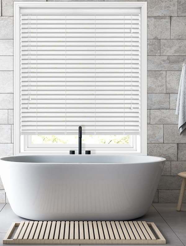 50mm White Grain Faux Wood Blinds