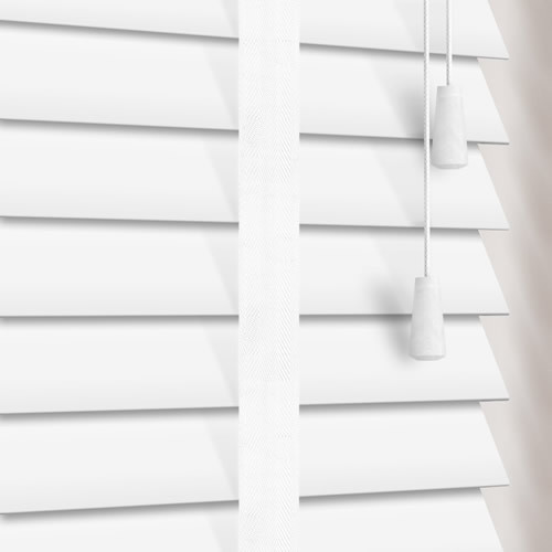 35mm White & Cotton Faux Wood Wooden Blind