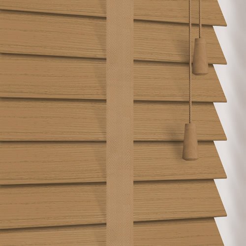 35mm Natural Oak & Hessian Faux Wood Wooden Blind