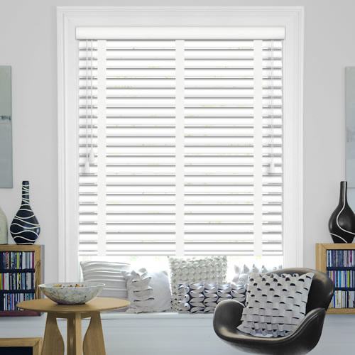 35mm Pure White Wooden Blinds with Tapes, Made to Measure
