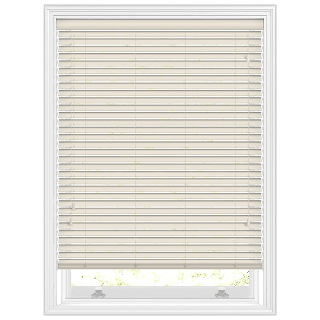 Rich Cream Faux Wood PVC Blinds, 35mm Made to Measure