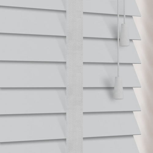 35mm Soft Steel Pale Grey Wooden Blinds with Tapes