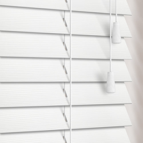 Faux Wood Venetian Blinds 35mm, White Wooden Blinds For Large Windows
