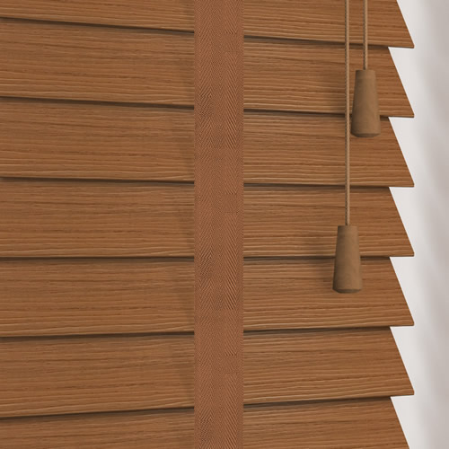 35mm Warm Oak & Toffee Faux Wood Wooden Blind