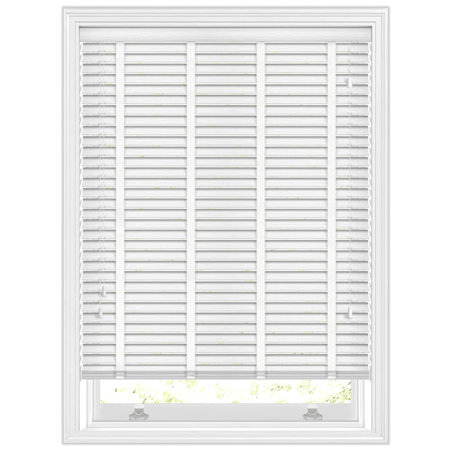 35mm True White Fine Grain Faux Wood Blinds with Chalk Tapes