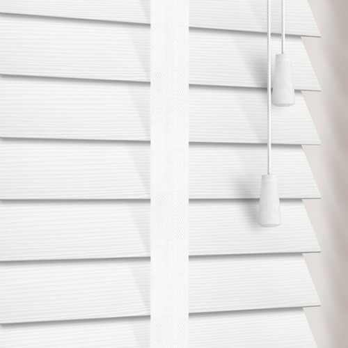 35mm White Grain & Cotton Faux Wood Wooden Blind