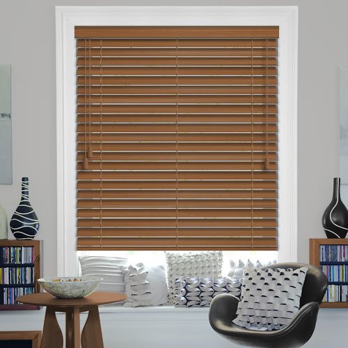 Warm Oak Faux Wood Venetian Blinds, 35mm Made To Measure