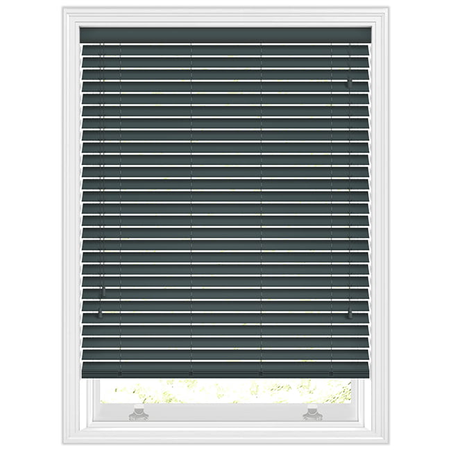 50mm Anthracite Dark Grey Faux Wood Blinds, Made to Measure