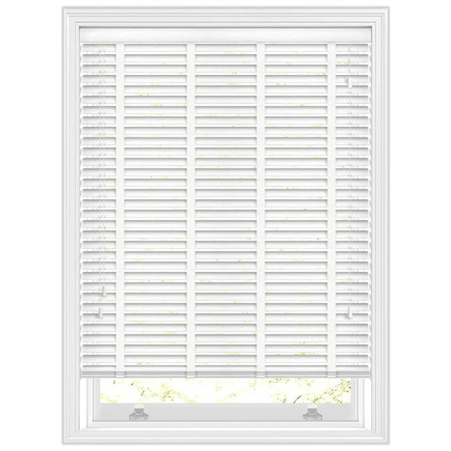 50mm Bright Diamond White Fine Grain Faux Wood Blinds with Tapes