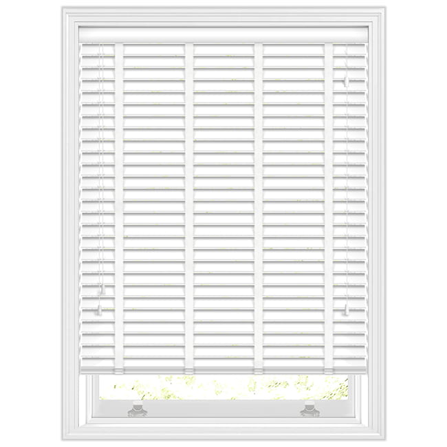 50mm Bright Diamond White Faux Wood Blinds with Tapes, Made to Measure
