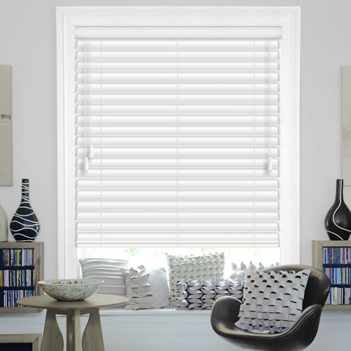 white wood blinds