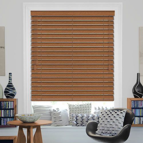 Honey Wooden Blinds, 50 mm Made to Measure