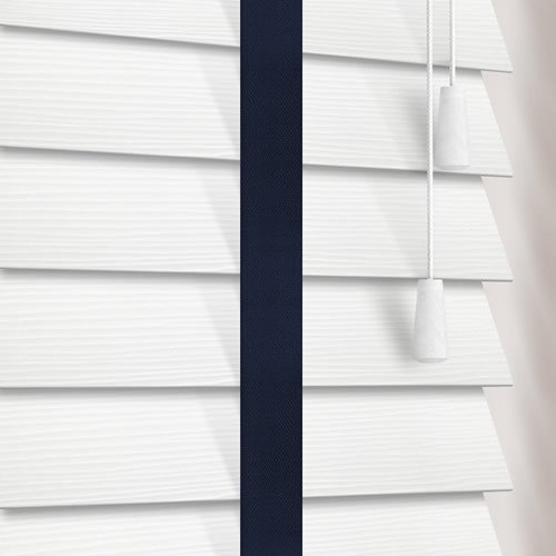 50mm White Grain & Icon Faux Wood Wooden Blind