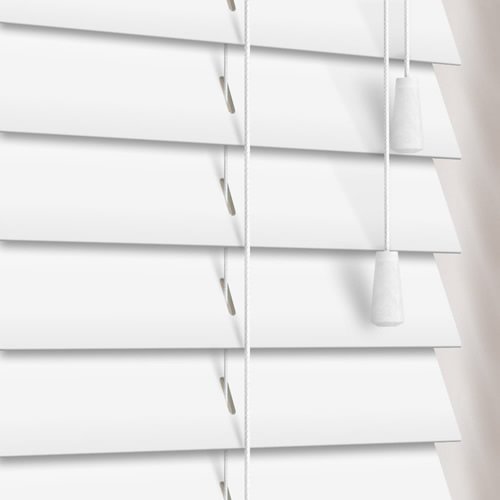 50mm White Faux Wood Wooden Blind